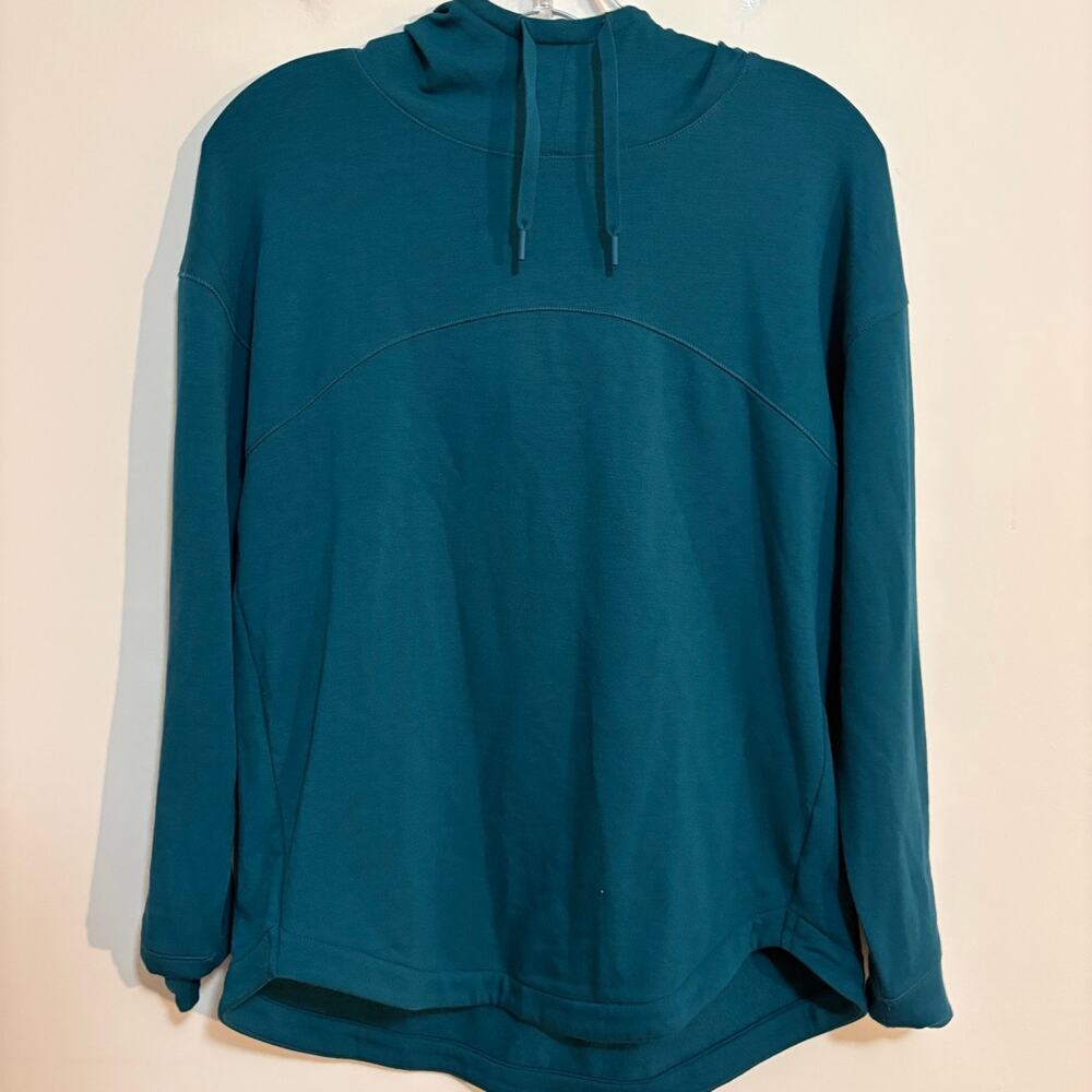 DSG Womens Teal Cowl Neck Pullover Hoodie Drawstring Size S